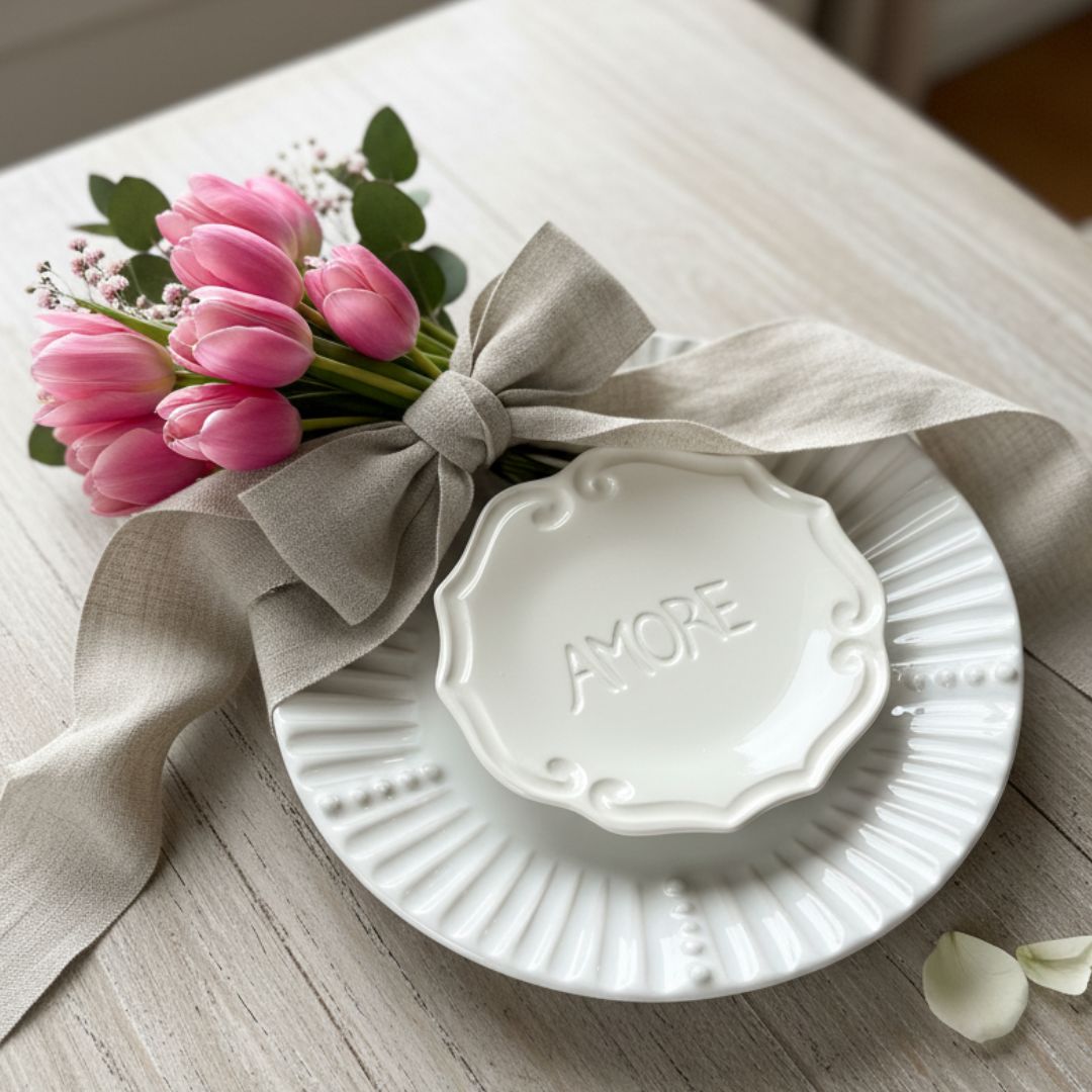 Incanto White Stripe Plate & Amore Dish Bundle