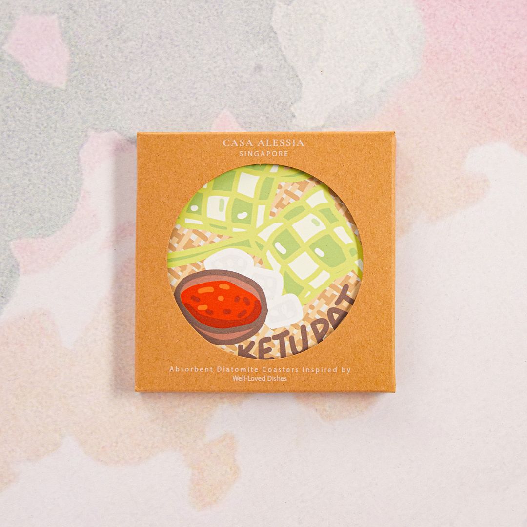 Ketupat Diatomite Coaster Unique Souvenir Gift in Box