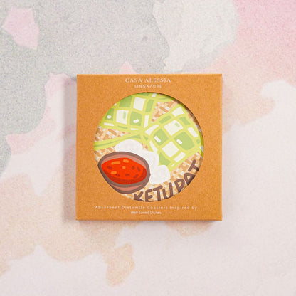 Ketupat Diatomite Coaster Unique Souvenir Gift in Box