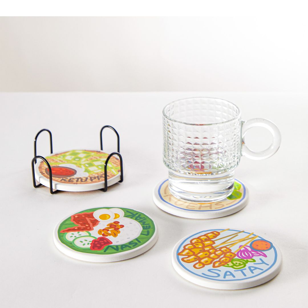 Makan Favourites Diatomite Coasters Set of 4 Unique Coasters