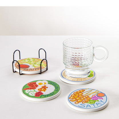 Makan Favourites Diatomite Coasters Set of 4 Unique Coasters