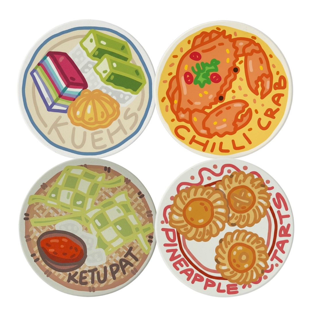 Festive Feasts Set of 4 Diatomite Coasters