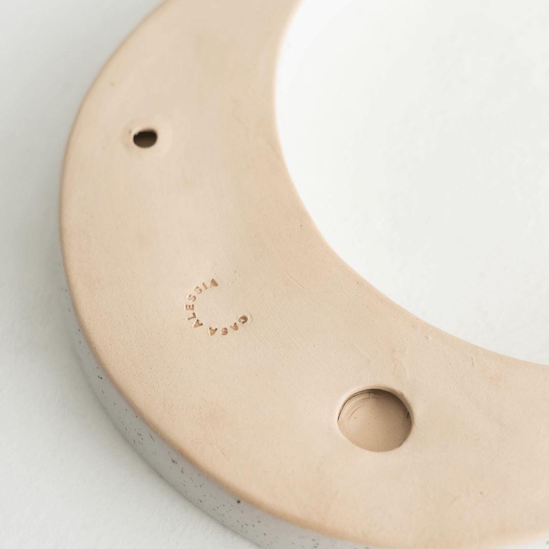 Crescent moon shaped jewelry trinket speckled ceramic dish accessories holder